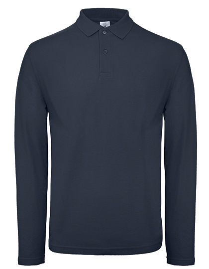 Men's Long Sleeve Polo ID.001 – 100% Baumwolle (Heather Grey: 90% Baumwolle / 10% Viskose)