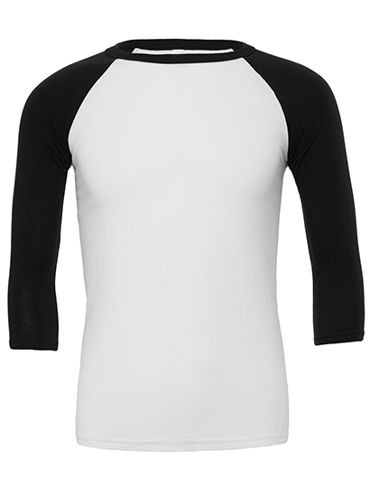 Unisex 3/4 Sleeve Baseball T-Shirt – 52% Baumwolle / 48% Polyester (Triblend Farben: 50% Polyester / 25% Baumwolle / 25% Viskose)