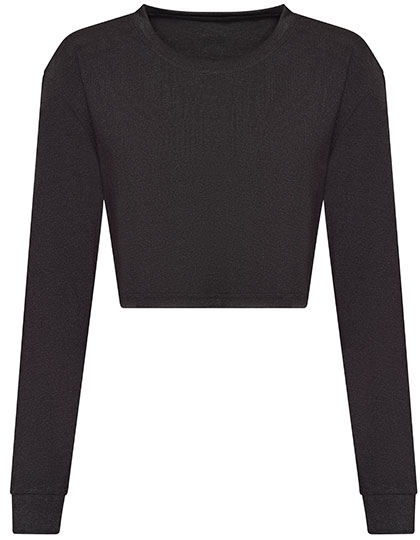 Women's Long Sleeve Cropped T – 50% Polyester / 25% Viskose / 25% Baumwolle (Heather Black: 40% Viskose / 40% Baumwolle / 20% Polyester)