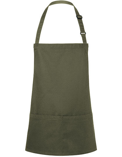 Kurze Latzschürze Basic mit Schnalle und Tasche – 65% Polyester / 35% Baumwolle