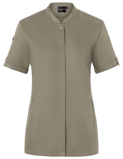 Damenkochjacke Green-Generation Kurzarm – 65% Polyester / 35% Baumwolle, Rückeneinsatz: 100% Polyester