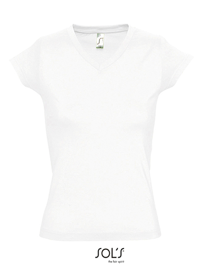 Women's V-Neck-T-Shirt Moon – 100% Baumwolle (Grey Melange: 85% Baumwolle / 15% Viskose)