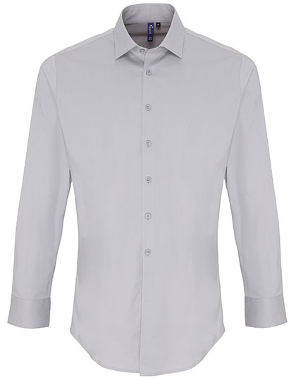 Men's Stretch Fit Poplin Long Sleeve Cotton Shirt – 97% Baumwolle / 3% Elasthan