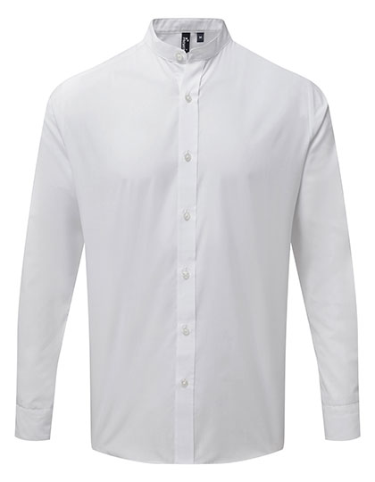 Men's Banded Collar Grandad Long Sleeve Shirt