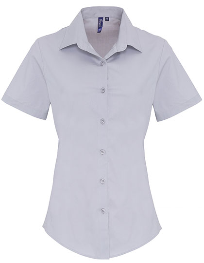 Women's Stretch Fit Poplin Short Sleeve Cotton Shirt – 97% Baumwolle / 3% Elasthan
