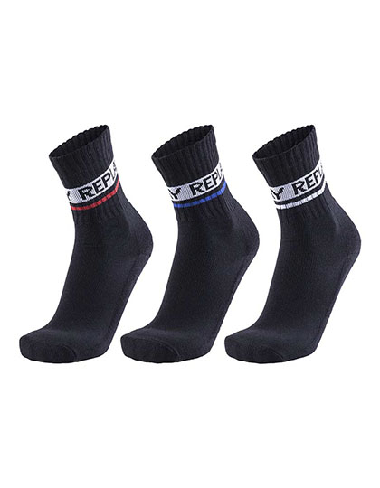 Tennis Socks (3 Pair Card wrap) – Black: 45% Polyester / 41% Baumwolle / 9% Viskose / 4% Polyamid / 1% Elasthan; Dark Grey Melange: 68% Polyester / 27% Baumwolle / 4% Polyamid / 1% Elasthan; Grey Melange: 66% Polyester / 20% Baumwolle / 8% Viskose / 5% Polyamid / 1% Elasthan; White: 49% Polyester / 47% Baumwolle / 3% Polyamid / 1% Elasthan