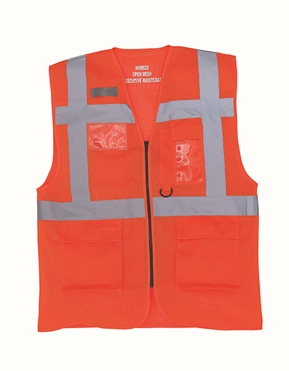 Hi-Vis Top Cool Recycled Open Mesh Executive Waistcoat — besticken oder bedrucken lassen