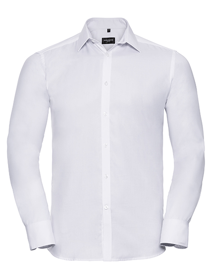 Men's Long Sleeve Tailored Herringbone Shirt – 84% Baumwolle / 16% Polyester